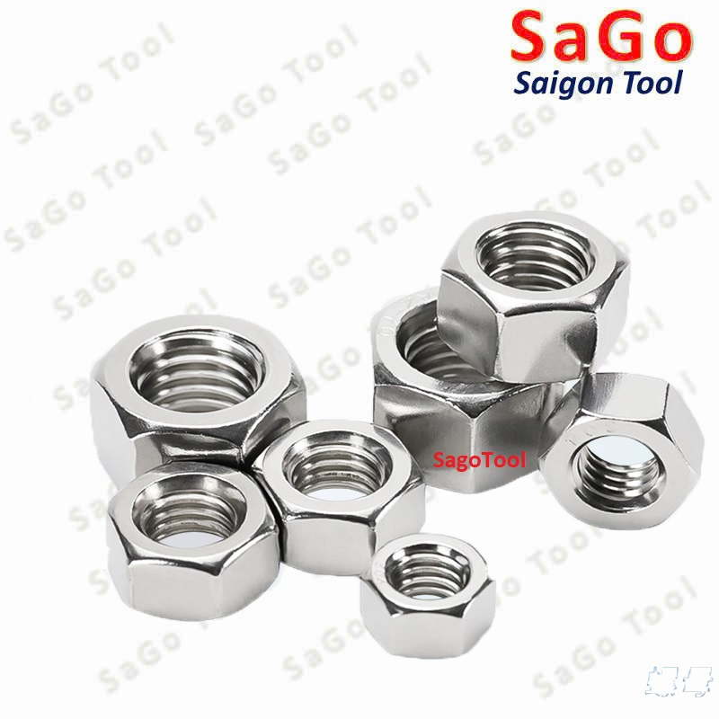 Đai Ốc inox 304 ren mịn, Tán Ecu ren nhuyễn Dùng Cho Bulong M4, M5, M6, M8, M10, M12, M16, M18, M20 - Ảnh 2