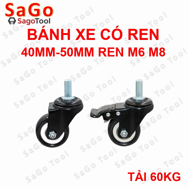 Bánh xe đẩy hàng loại nhỏ chịu tải nhẹ có ren M8 M10 - Ảnh 9