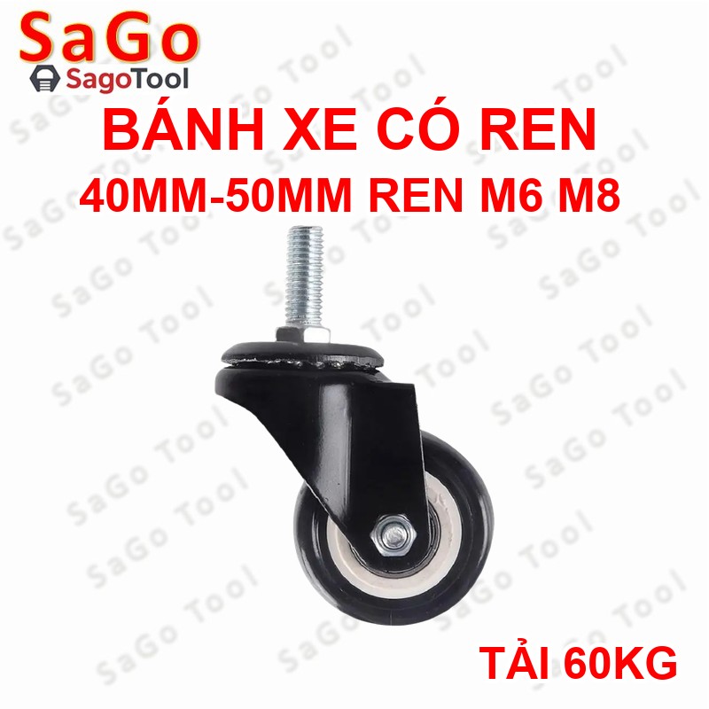 Bánh xe đẩy hàng loại nhỏ chịu tải nhẹ có ren M8 M10 - Ảnh 8