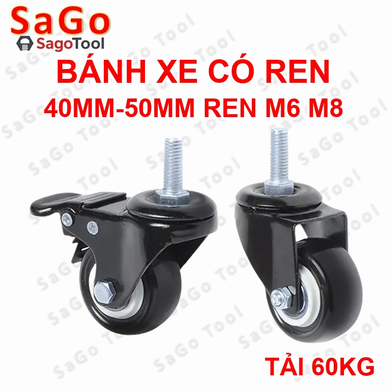 Bánh xe đẩy hàng loại nhỏ chịu tải nhẹ có ren M8 M10 - Ảnh 7