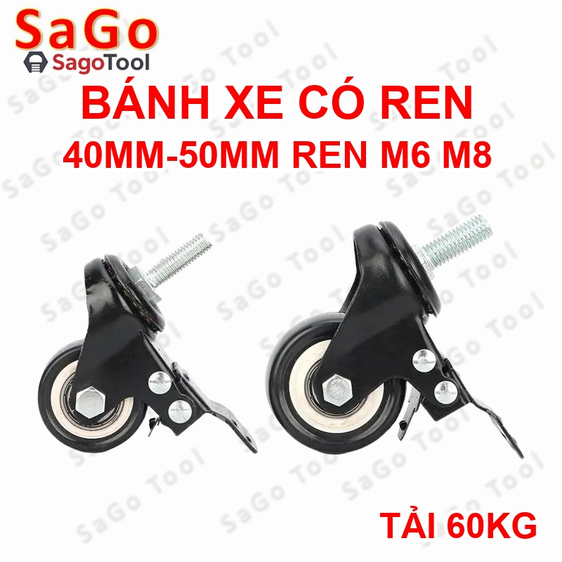 Bánh xe đẩy hàng loại nhỏ chịu tải nhẹ có ren M8 M10 - Ảnh 6