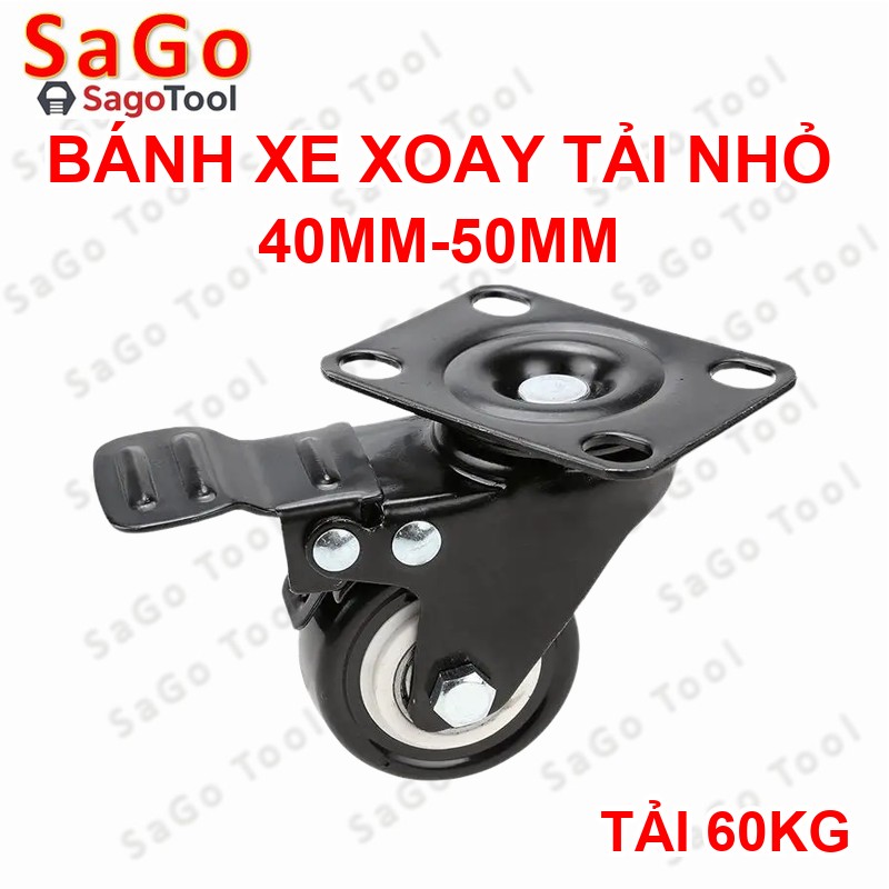 Bánh xe đẩy, bánh xe cao su đẩy hàng loại xoay 360 chịu tải nhẹ - Ảnh 4