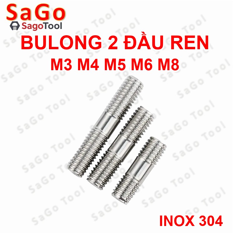 Bulong 2 đầu ren, Guzong Inox 304 M6 M8 INOX 304 - Ảnh 7