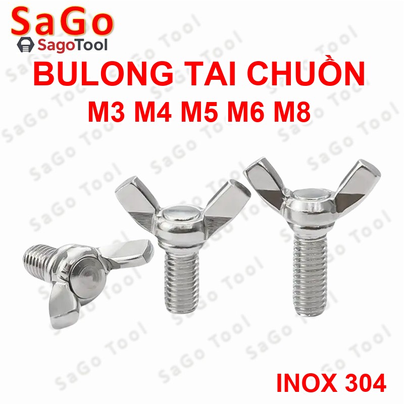 Bulong tai hồng inox 304 M3 M4 M5 M6 M8 M10 Bu lông cánh chuồn (2-3 con) - Ảnh 7
