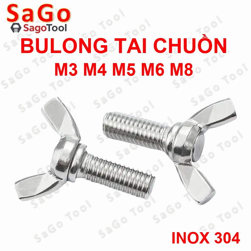 Bulong tai hồng inox 304 M3 M4 M5 M6 M8 M10 Bu lông cánh chuồn (2-3 con) - Ảnh 9