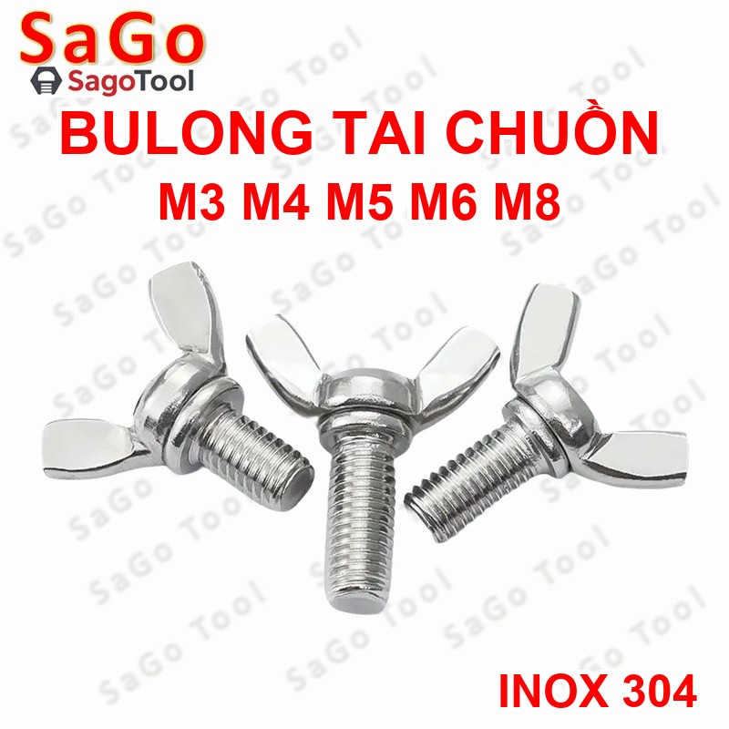 Bulong tai hồng inox 304 M3 M4 M5 M6 M8 M10 Bu lông cánh chuồn (2-3 con) - Ảnh 8