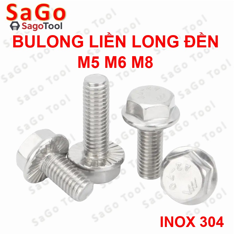 Bulong liền long đền INOX 304 - Ốc inox chống tháo M5 M6 M8 - Ảnh 3