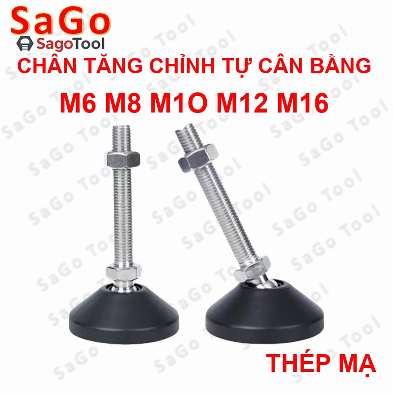 Chân tăng chỉnh tự cân bằng Thép Mạ Niken M8 M10 M12 M16 - Ảnh 2