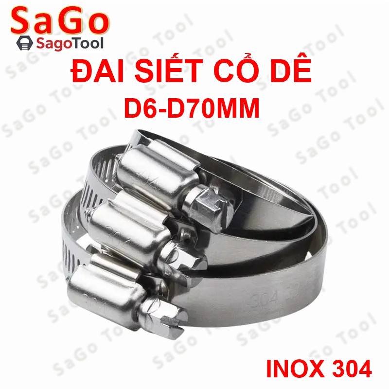 Đai siết inox, Cổ dê inox, Quai nhê xiết ống inox 304 size D8-D70 - Ảnh 5