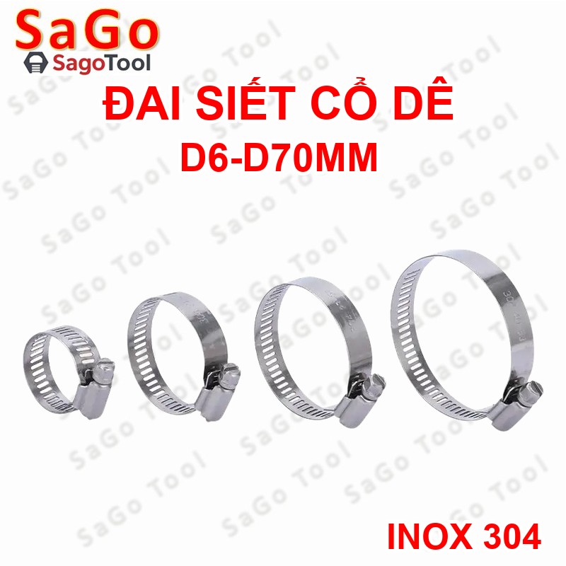 Đai siết inox, Cổ dê inox, Quai nhê xiết ống inox 304 size D8-D70 - Ảnh 4