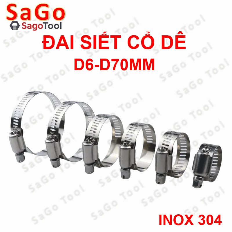 Đai siết inox, Cổ dê inox, Quai nhê xiết ống inox 304 size D8-D70 - Ảnh 3