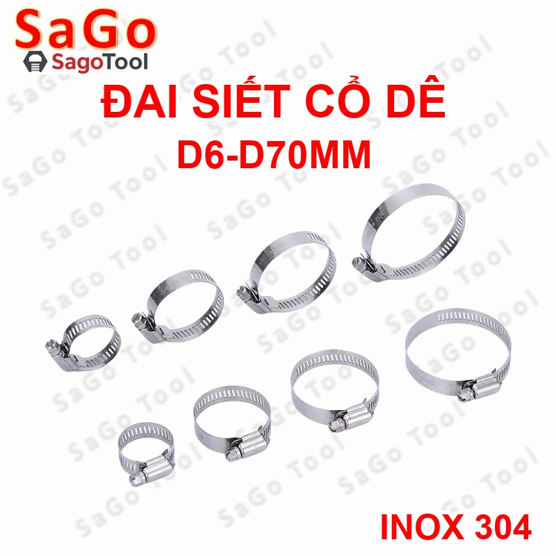 Đai siết inox, Cổ dê inox, Quai nhê xiết ống inox 304 size D8-D70 - Ảnh 2