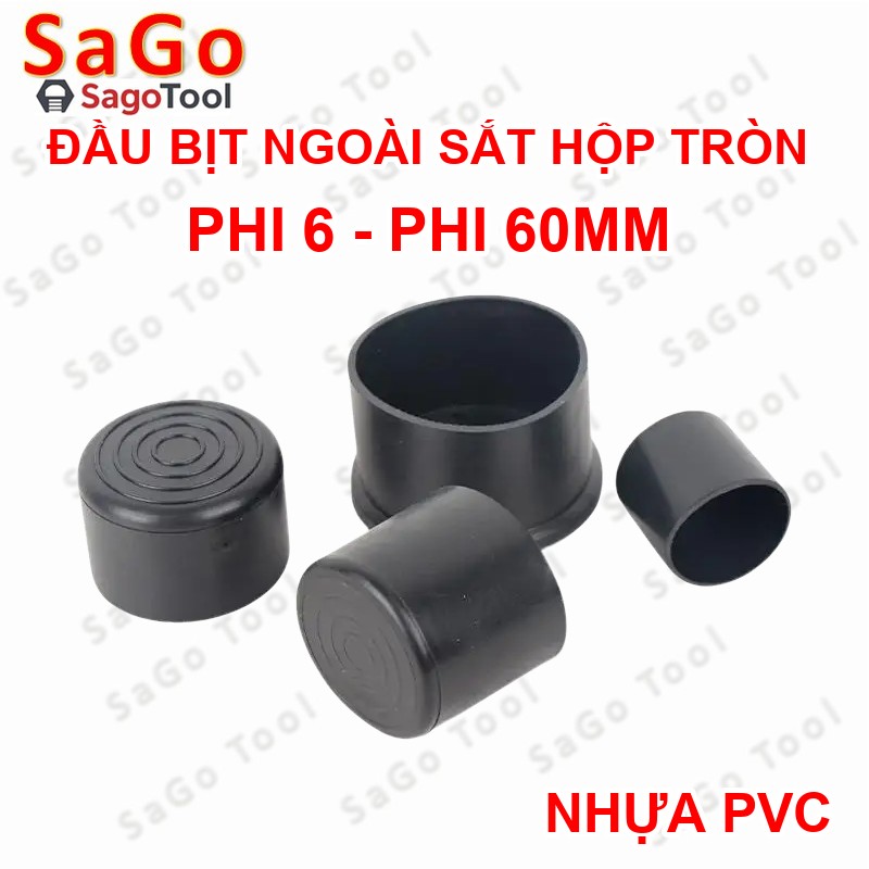 Đầu bịt ngoài ống sắt hộp, đầu bịt chân bàn ghế loại tròn nhiều kích thước phi 6 - phi 60mm (5 cái) - Ảnh 3