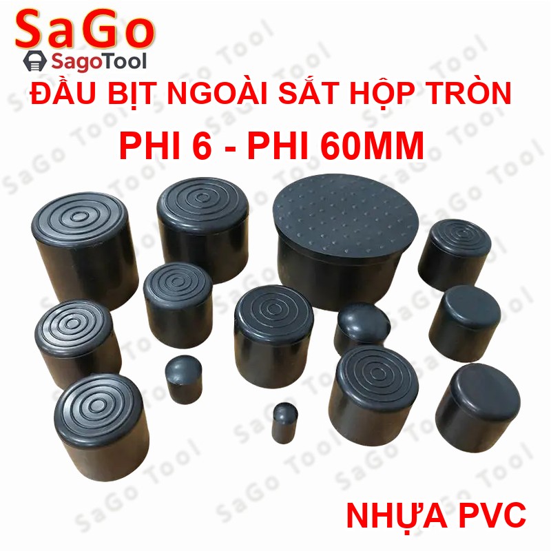 Đầu bịt ngoài ống sắt hộp, đầu bịt chân bàn ghế loại tròn nhiều kích thước phi 6 - phi 60mm (5 cái) - Ảnh 5