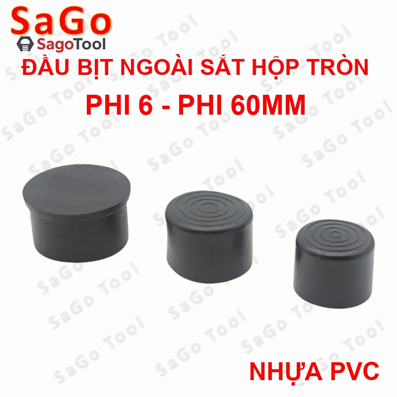 Đầu bịt ngoài ống sắt hộp, đầu bịt chân bàn ghế loại tròn nhiều kích thước phi 6 - phi 60mm (5 cái) - Ảnh 4