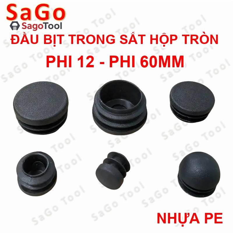 Đầu bịt trong ống sắt hộp, đầu bịt chân bàn ghế loại tròn nhiều kích thước phi 12 - phi 60mm - Ảnh 6