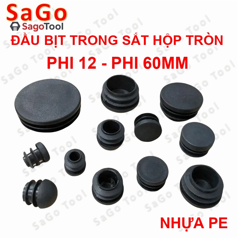 Đầu bịt trong ống sắt hộp, đầu bịt chân bàn ghế loại tròn nhiều kích thước phi 12 - phi 60mm - Ảnh 4