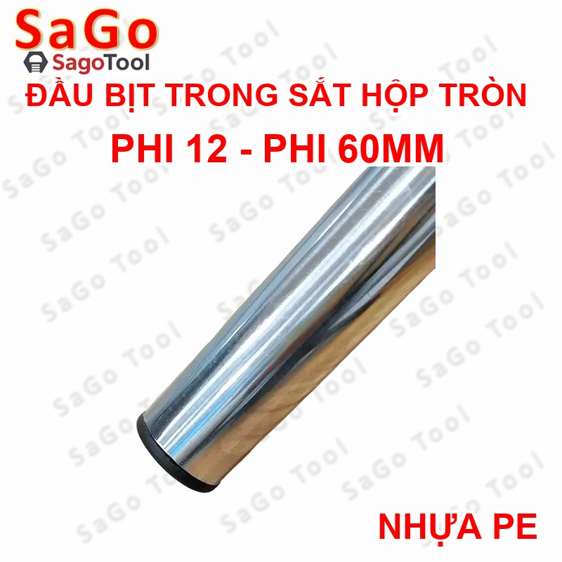 Đầu bịt trong ống sắt hộp, đầu bịt chân bàn ghế loại tròn nhiều kích thước phi 12 - phi 60mm - Ảnh 3