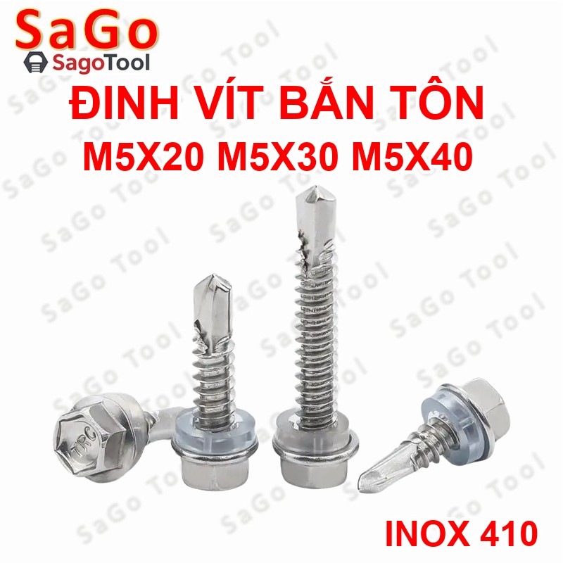 Đinh vít bắn tôn inox 410 size M5 - Ảnh 3