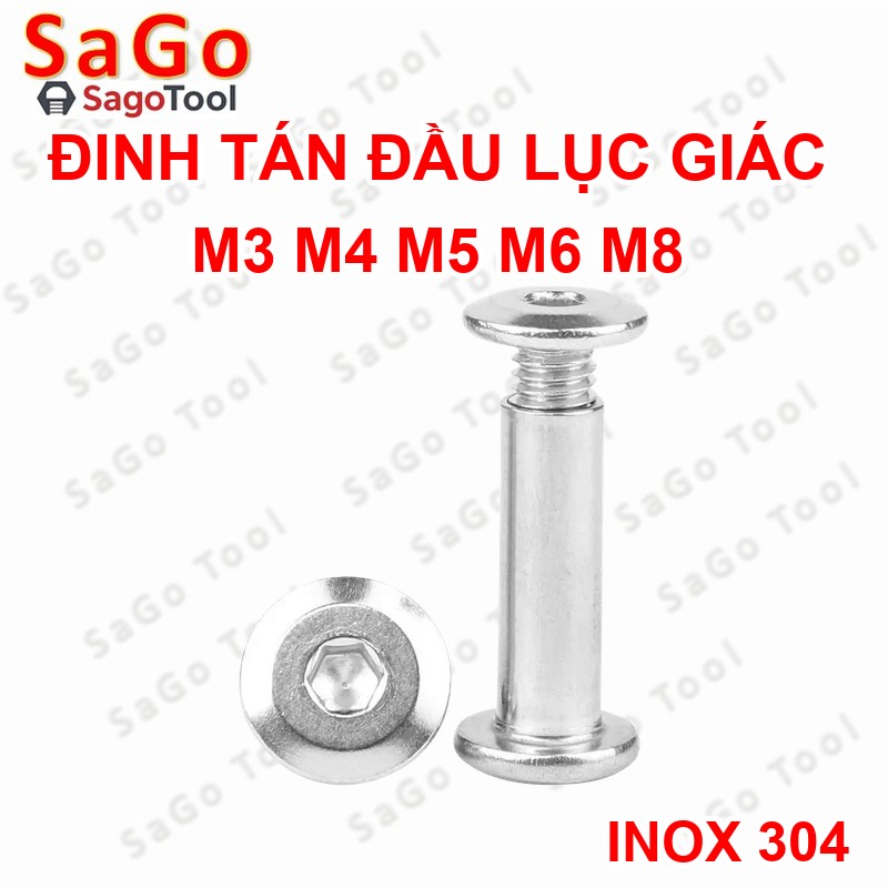 Đinh tán inox, đinh tán vặn ren inox 304 đầu lục giác 3ly 4 ly 5ly 6ly 8ly - Ảnh 6