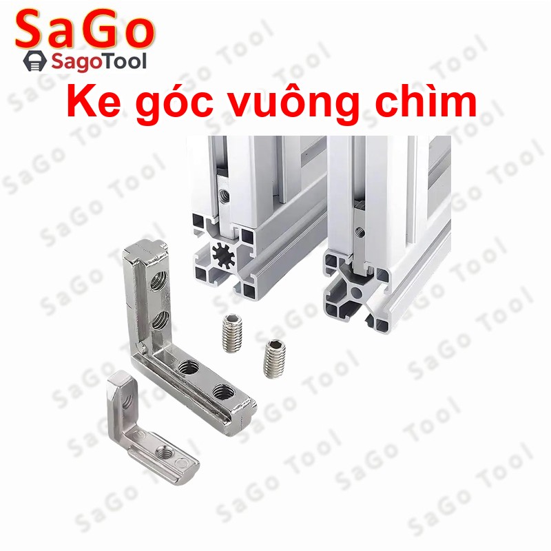 Ke góc vuông chìm cho nhôm định hình 2020 3030 4040 ren M5 M6 - Ảnh 4