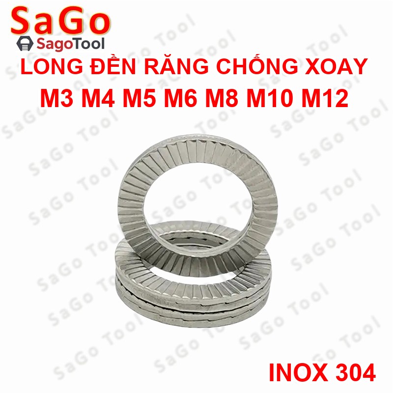 Long đền chống xoay, lông đền răng chống tháo, Long đen Inox 304 cho bulong 3 ly 6 ly 8 ly 10 ly 12 ly - Ảnh 9