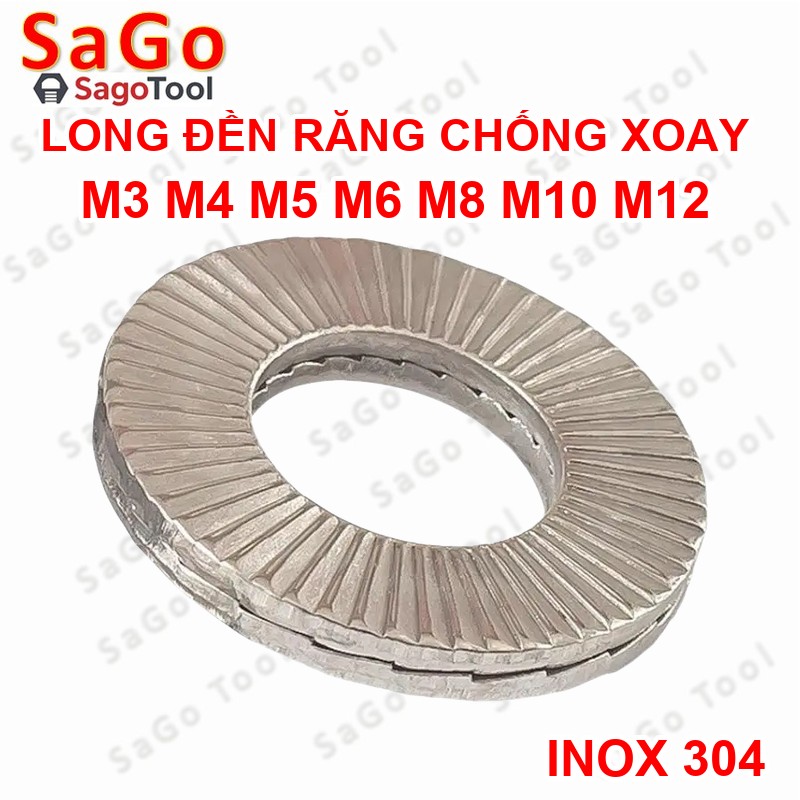 Long đền chống xoay, lông đền răng chống tháo, Long đen Inox 304 cho bulong 3 ly 6 ly 8 ly 10 ly 12 ly - Ảnh 10
