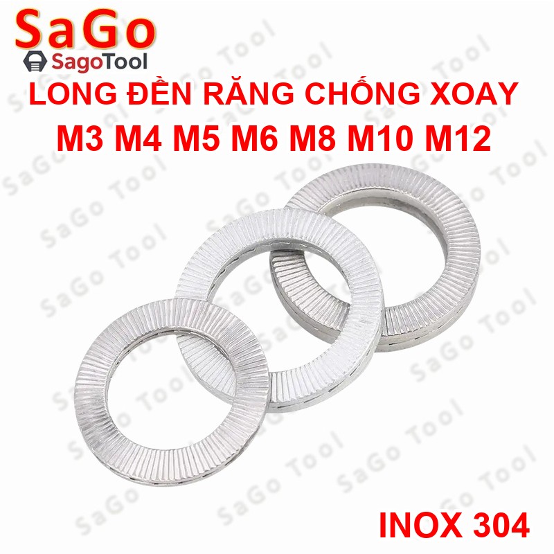 Long đền chống xoay, lông đền răng chống tháo, Long đen Inox 304 cho bulong 3 ly 6 ly 8 ly 10 ly 12 ly - Ảnh 11