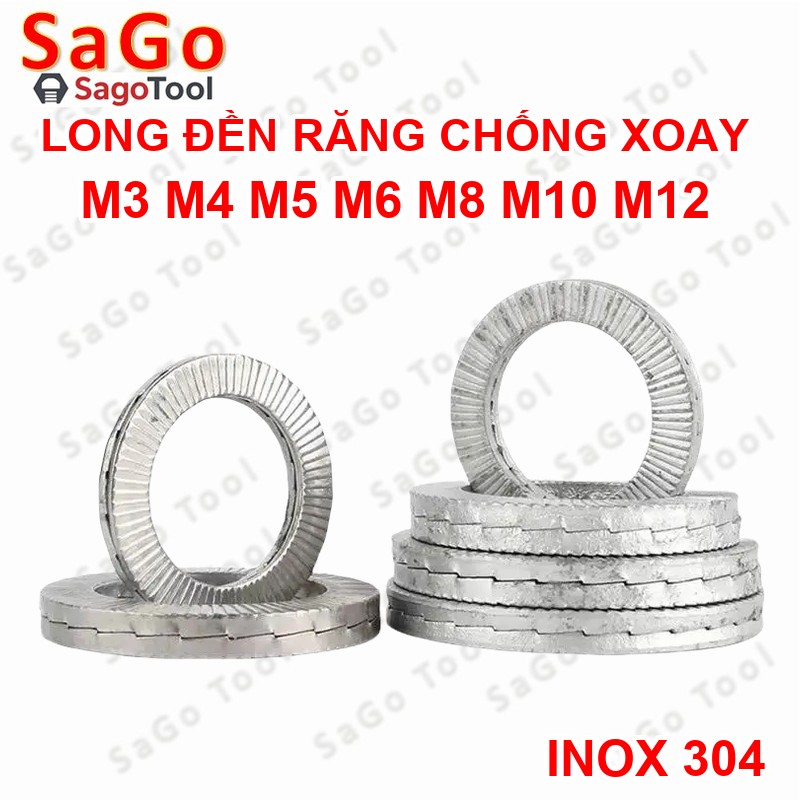 Long đền chống xoay, lông đền răng chống tháo, Long đen Inox 304 cho bulong 3 ly 6 ly 8 ly 10 ly 12 ly - Ảnh 12