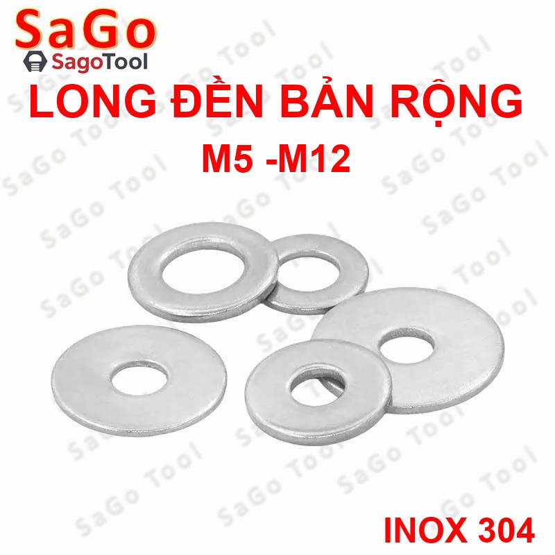 Long đền phẳng inox 304 bản rộng M5 M6 M8 M10 M12 long đền phẳng chịu lực - Ảnh 5