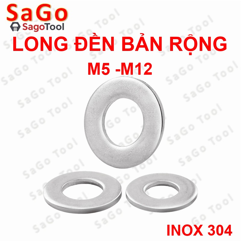 Long đền phẳng inox 304 bản rộng M5 M6 M8 M10 M12 long đền phẳng chịu lực - Ảnh 4