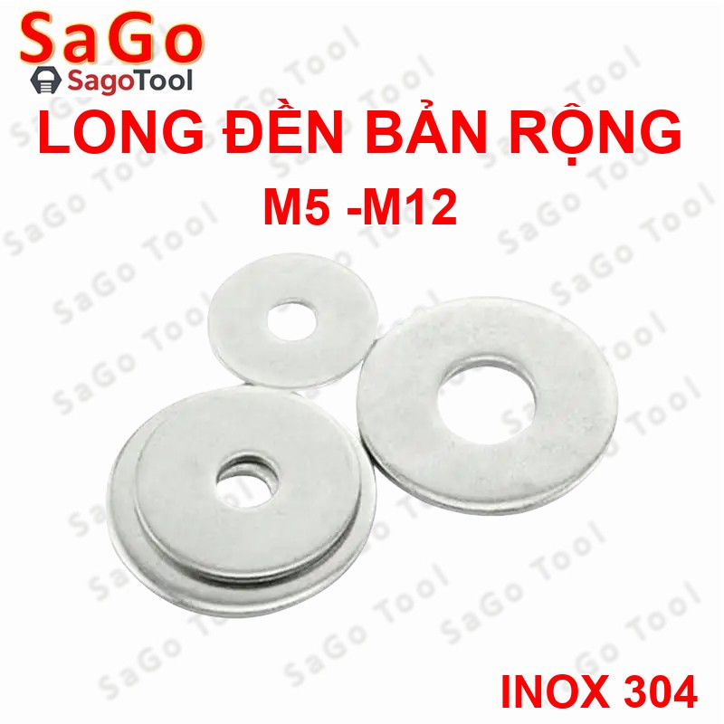 Long đền phẳng inox 304 bản rộng M5 M6 M8 M10 M12 long đền phẳng chịu lực - Ảnh 3