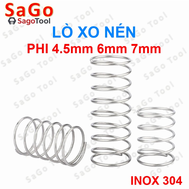Set 5 cái Lò xo nén inox 304 phi 4.5mm, phi 6mm, phi 7mm dài 20mm 25mm 30mm 40mm - Ảnh 5