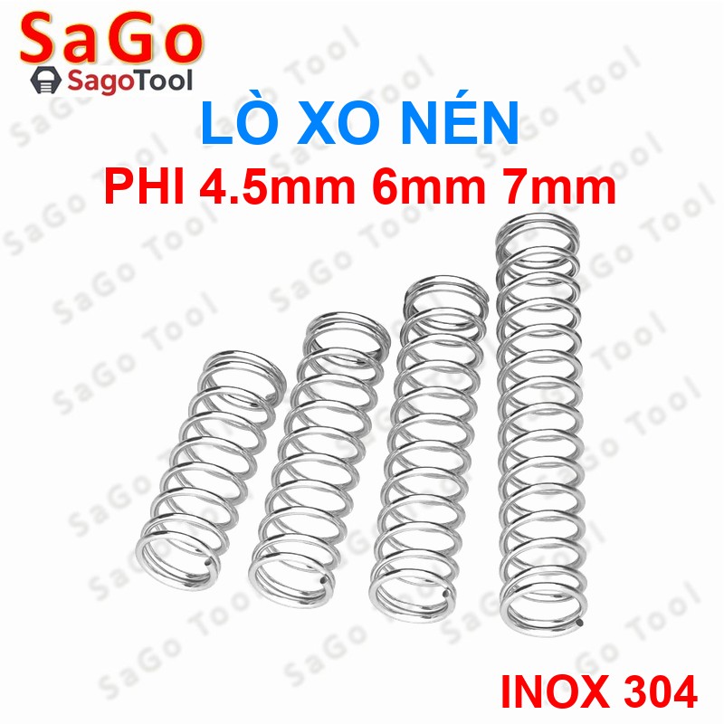 Set 5 cái Lò xo nén inox 304 phi 4.5mm, phi 6mm, phi 7mm dài 20mm 25mm 30mm 40mm - Ảnh 4