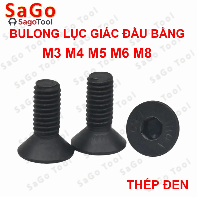 Bulong lục giác đầu bằng Thép tôi đen cấp 10.9 Size M3 M4 M5 M6 M8 - Ảnh 4