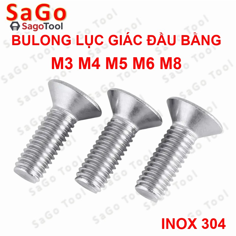 Bulong lục giác đầu bằng INOX 304 M3 M4 M5 M6 M8 (10-30 con) - Ảnh 4