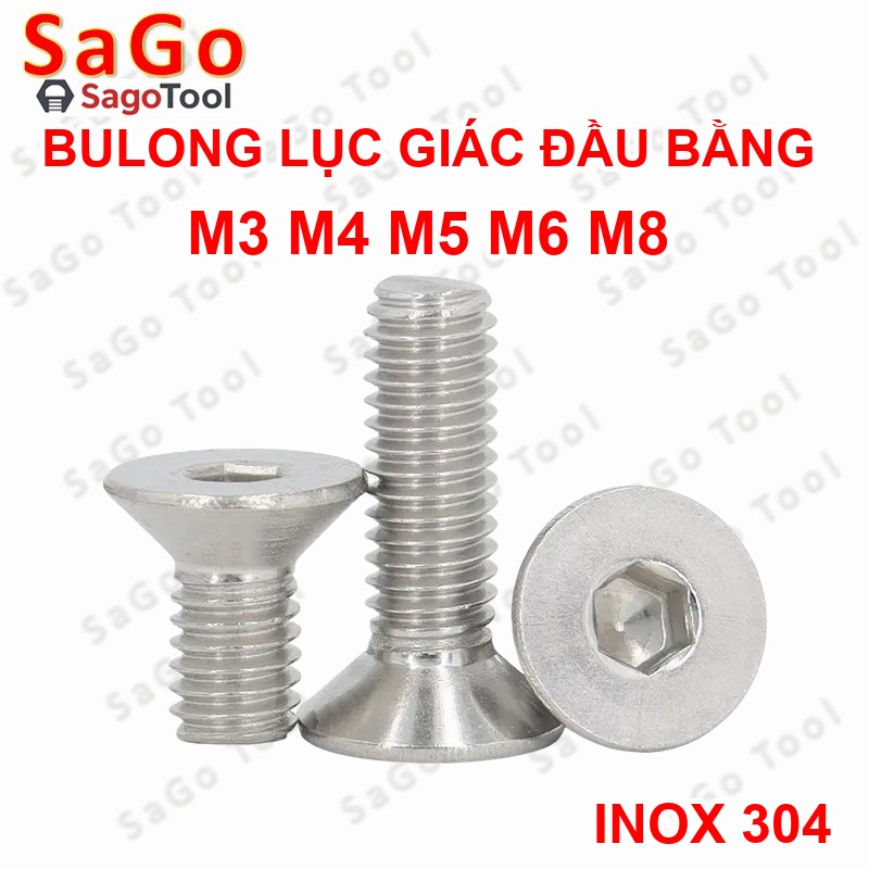 Bulong lục giác đầu bằng INOX 304 M3 M4 M5 M6 M8 (10-30 con) - Ảnh 3
