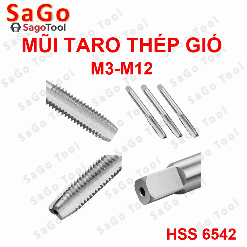 Mũi taro thẳng thép gió HSS 6542 | Taro ren trong M3–M12 chính xác, sắc bén - Ảnh 3