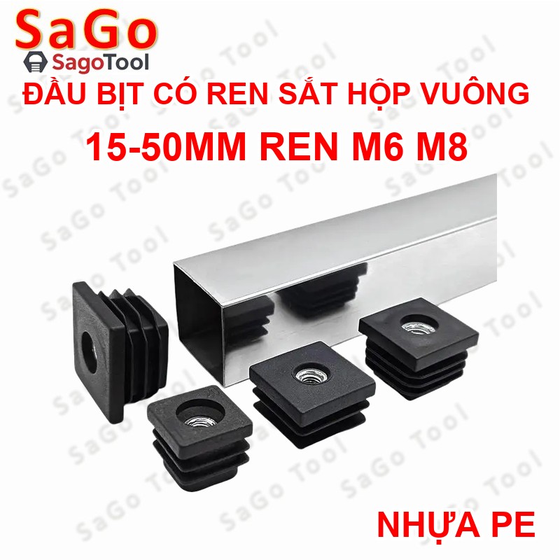 Nắp chụp sắt hộp, đầu bịt chân bàn ghế loại nhựa có ren nhiều kích thước - Ảnh 11