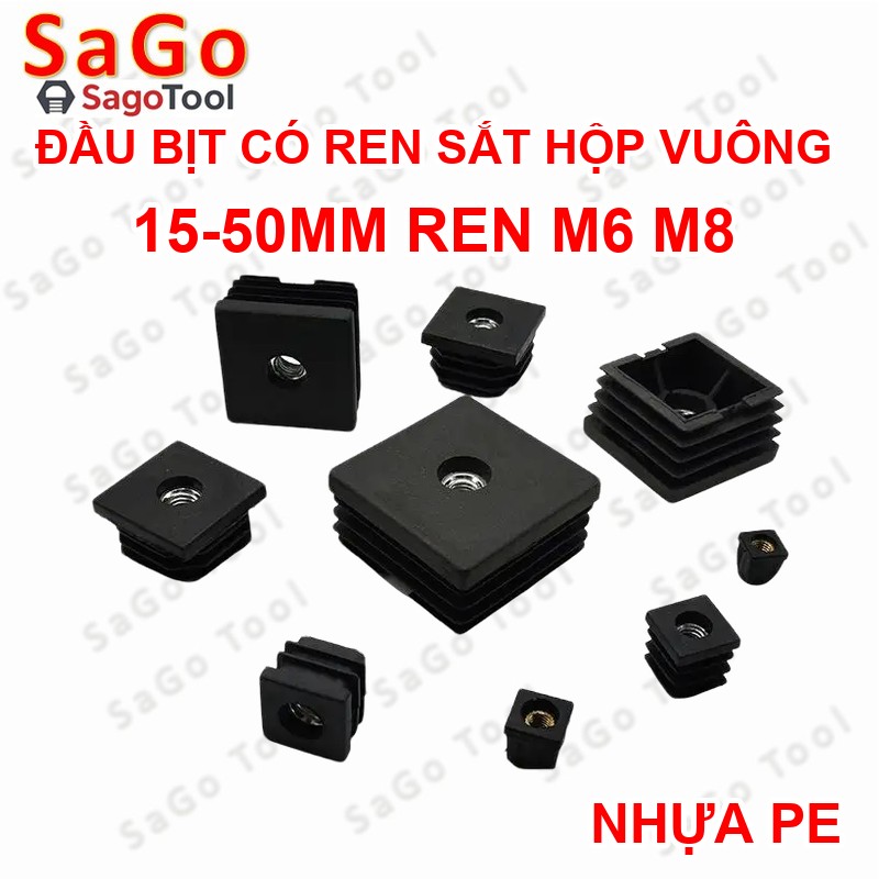 Nắp chụp sắt hộp, đầu bịt chân bàn ghế loại nhựa có ren nhiều kích thước - Ảnh 14