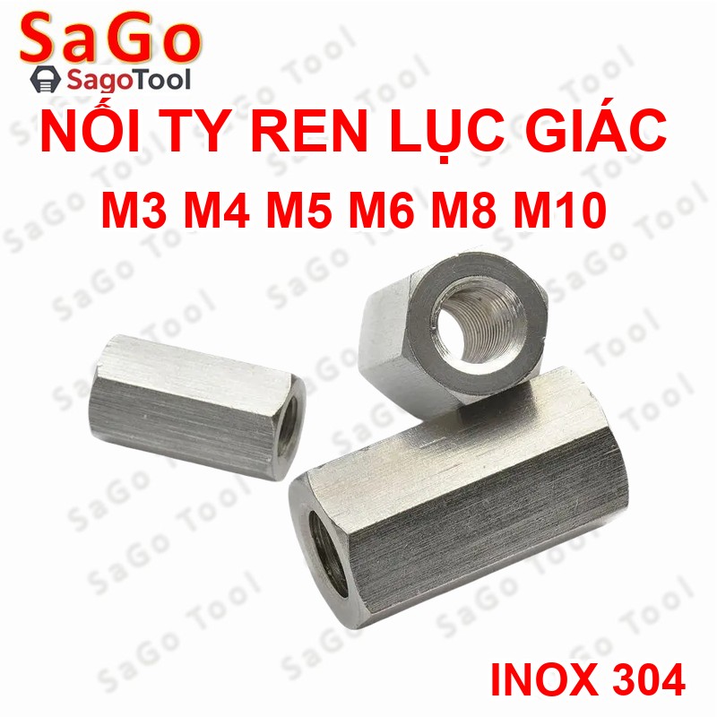 Ống nối ty ren lục giác INOX 304 - Nối ren M3 M4 M5 M6 M8 M10 - Ảnh 5