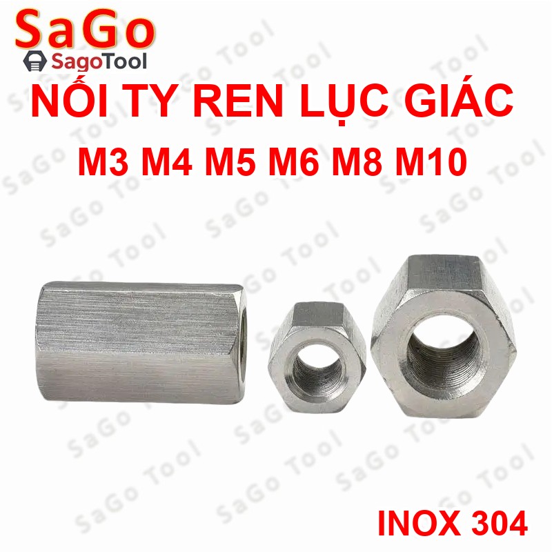 Ống nối ty ren lục giác INOX 304 - Nối ren M3 M4 M5 M6 M8 M10 - Ảnh 6