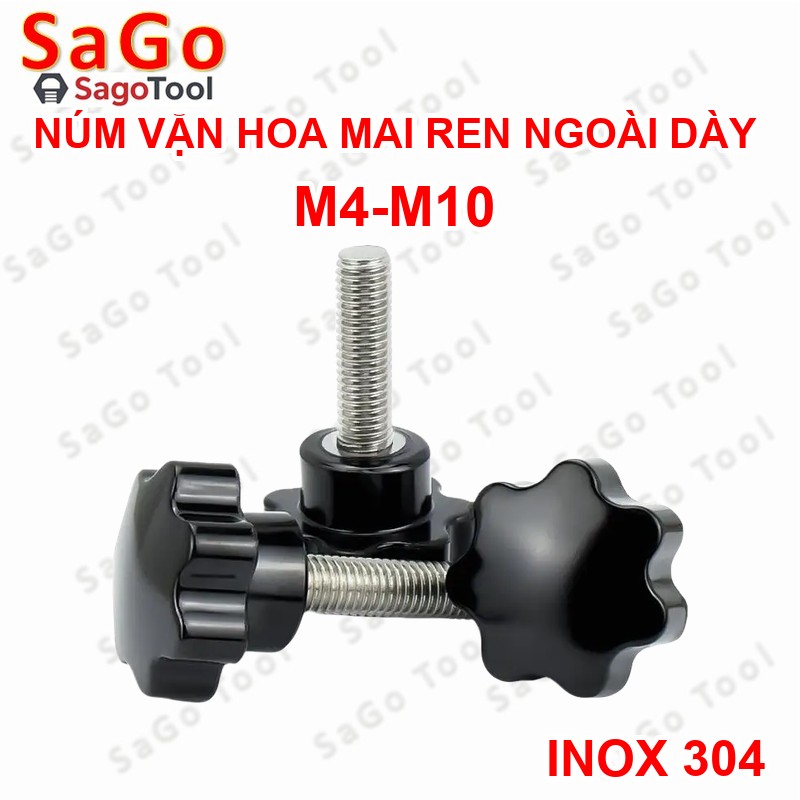 Núm vặn tay hoa mai ren ngoài Inox 304 loại dày - Ảnh 7
