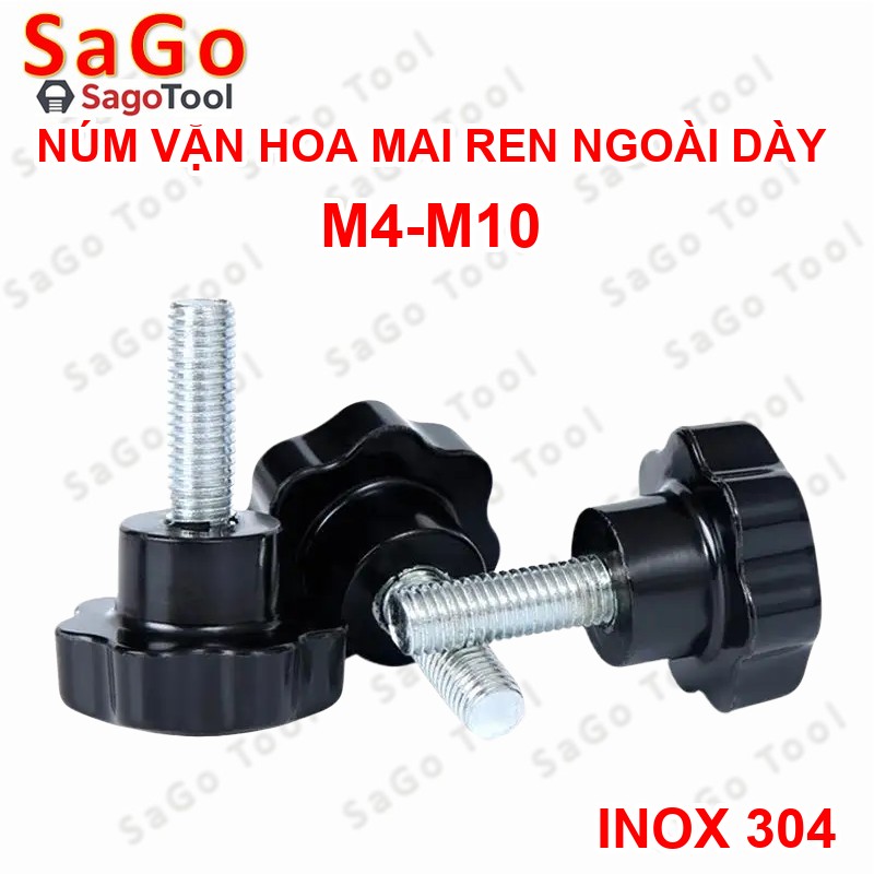 Núm vặn tay hoa mai ren ngoài Inox 304 loại dày - Ảnh 9