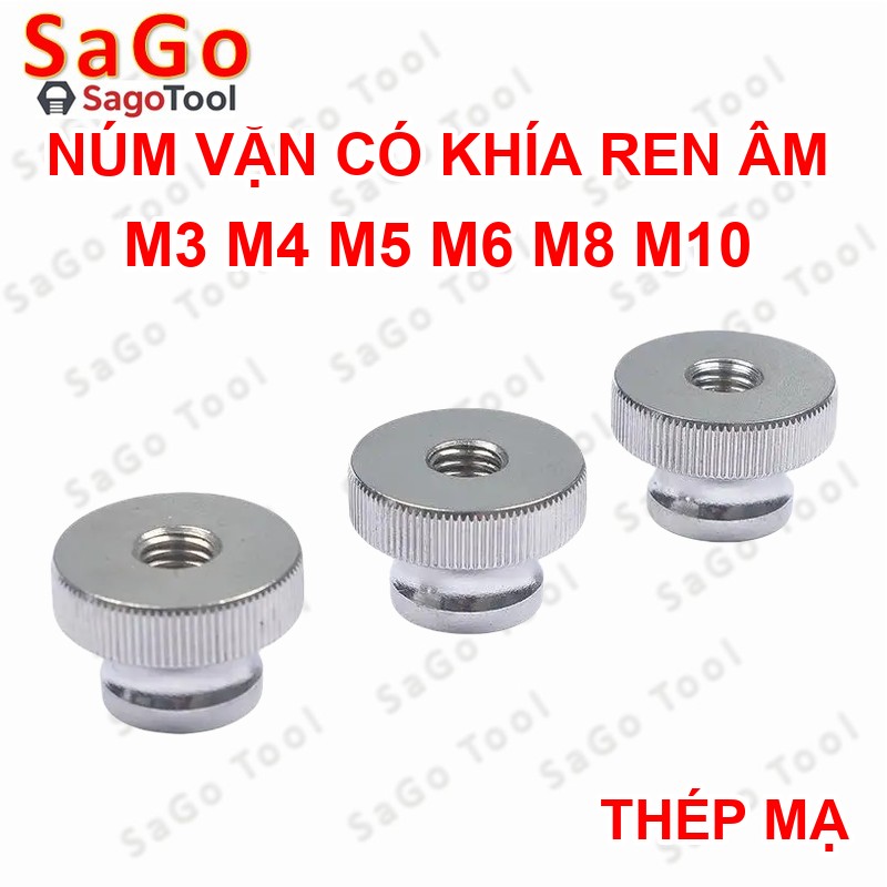 Núm vặn ren âm lỗ suốt bằng thép, núm vặn có khía size M3 M4 M5 M6 M8 M10 - Ảnh 4