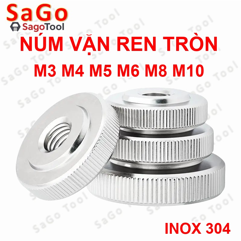 Núm vặn ren tròn inox 304 size M3 M4 M5 M6 M8 M10 loại tốt - Ảnh 8