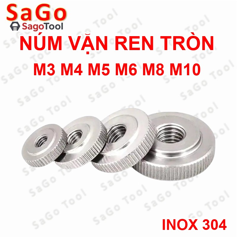 Núm vặn ren tròn inox 304 size M3 M4 M5 M6 M8 M10 loại tốt - Ảnh 9