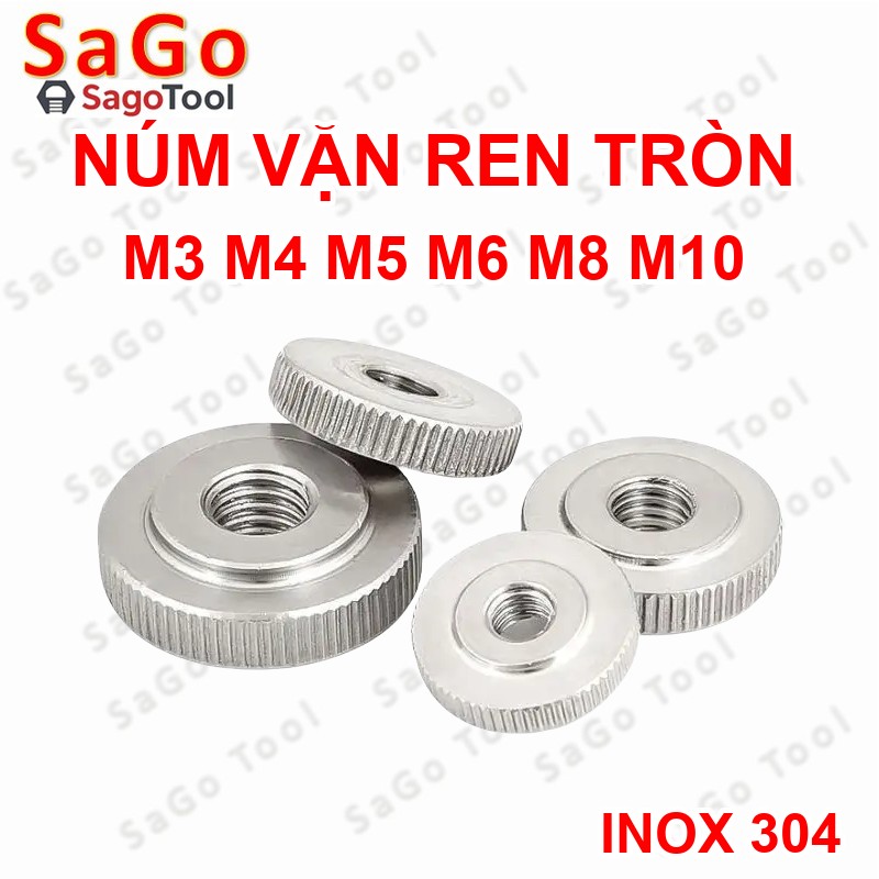 Núm vặn ren tròn inox 304 size M3 M4 M5 M6 M8 M10 loại tốt - Ảnh 11