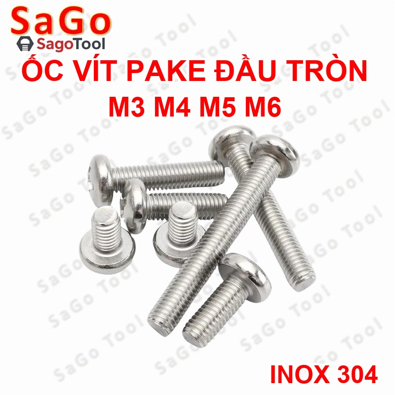 Ốc Vít inox 304 pake đầu tròn size 3ly 4ly 5ly , ốc pake M3 M4 M5 - Ảnh 3