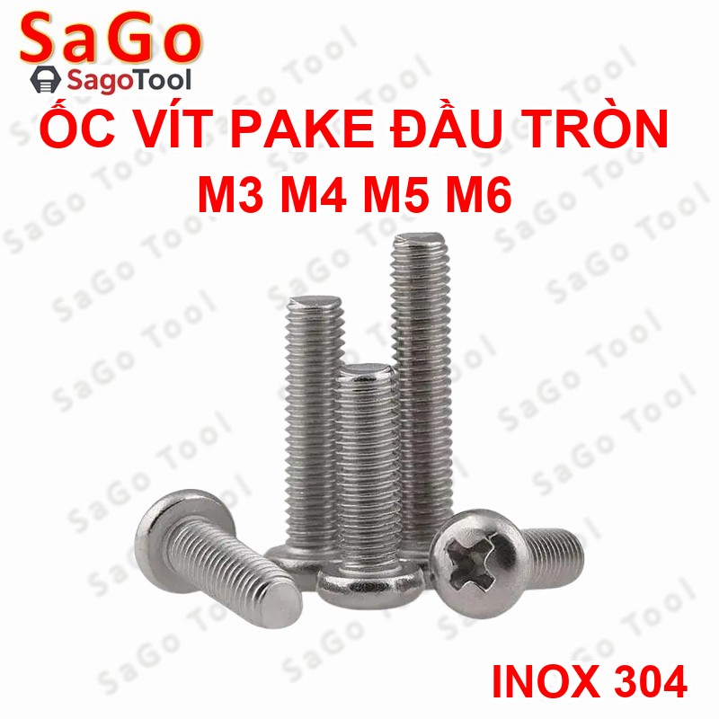 Ốc Vít inox 304 pake đầu tròn size 3ly 4ly 5ly , ốc pake M3 M4 M5 - Ảnh 4